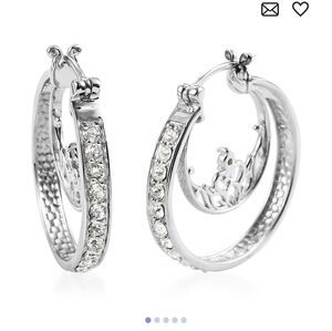 🆕️ Karis White Crystal Hoop Earrings in Platinum Bond